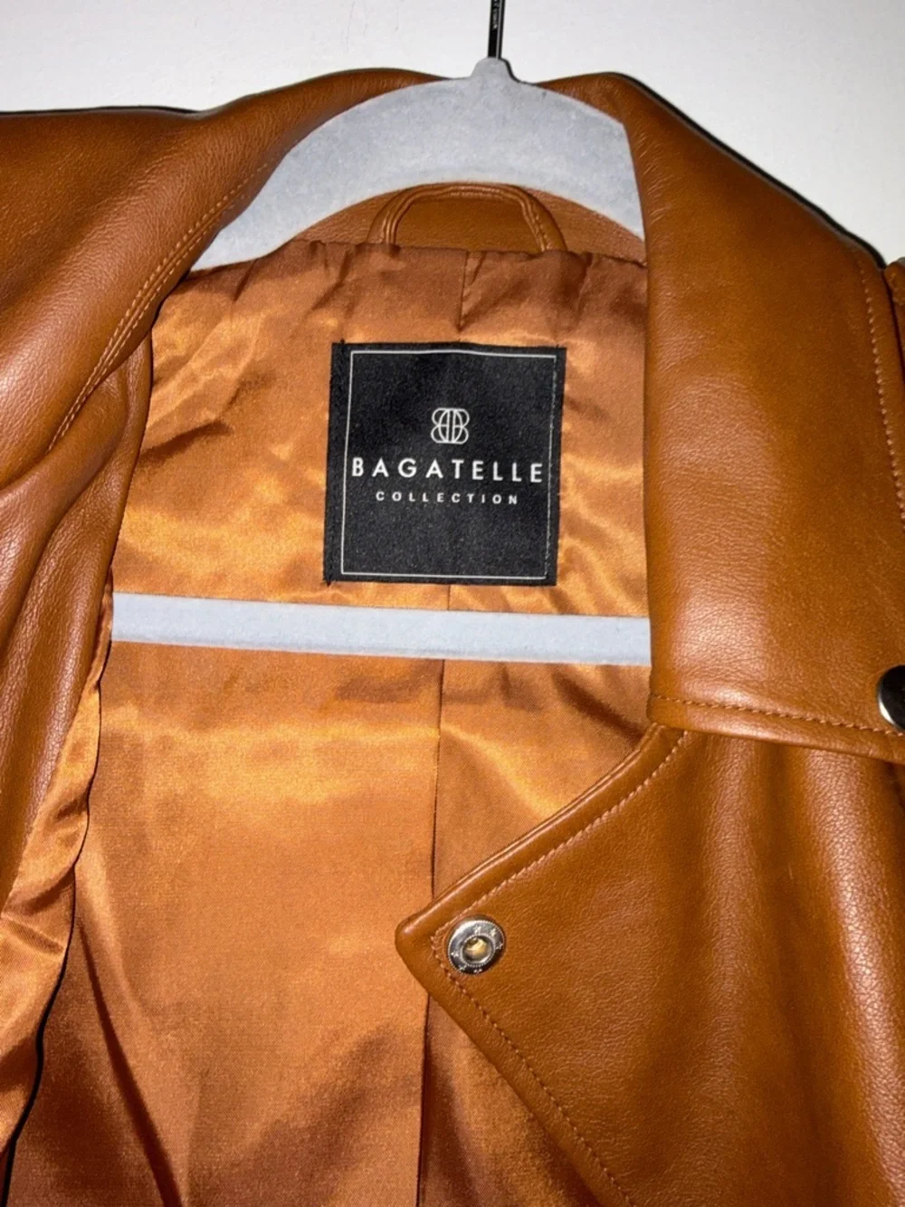 Bagatelle Faux Leather Zip Jacket - Brown - Picture 6 of 9
